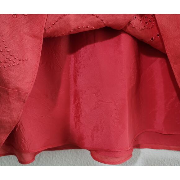 Ann Taylor Burnt Orange A Line Embroidered Skirt 4 Lightweight Flowy Soft Lined - Picture 3 of 5